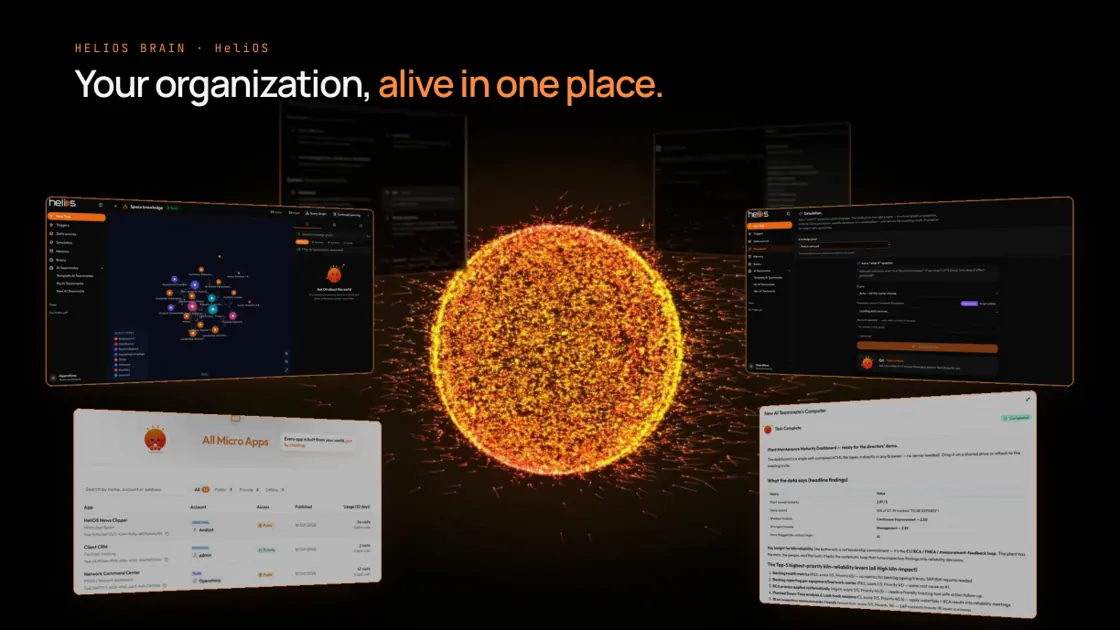 Helios Brain HeliOS product interface as shown in company deck